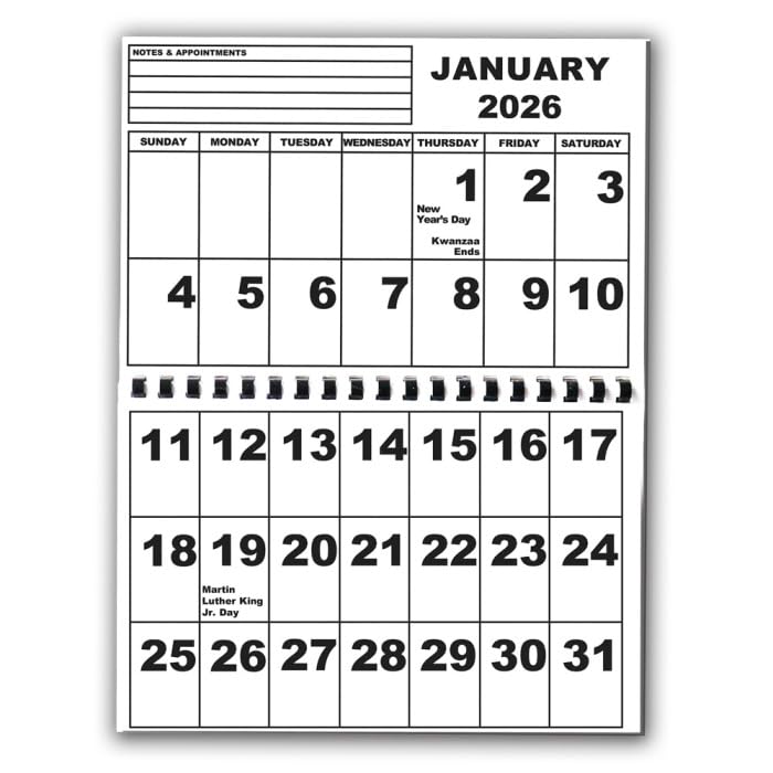 MaxiAids Jumbo Print Calendar