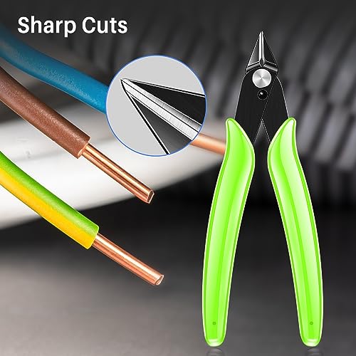 Image of NICE-POWER 5 Inch Wire Cutter Green Zip Tie Cutters Micro Flush Cutter Precision Wire Clippers Hobby Snips Small Side Cutting Pliers for Cutting Small Wires Models Jewelry Making Floral Art 3d Print