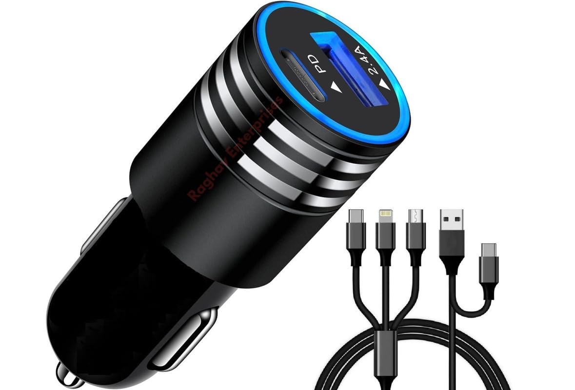 Dual Output Fast Car Charger with Type-C PD Mahindra XUV 3XO Adapter Quick Charge, Type C PD 45W & Qualcomm Certified 3.0 20W - JN1-image-6