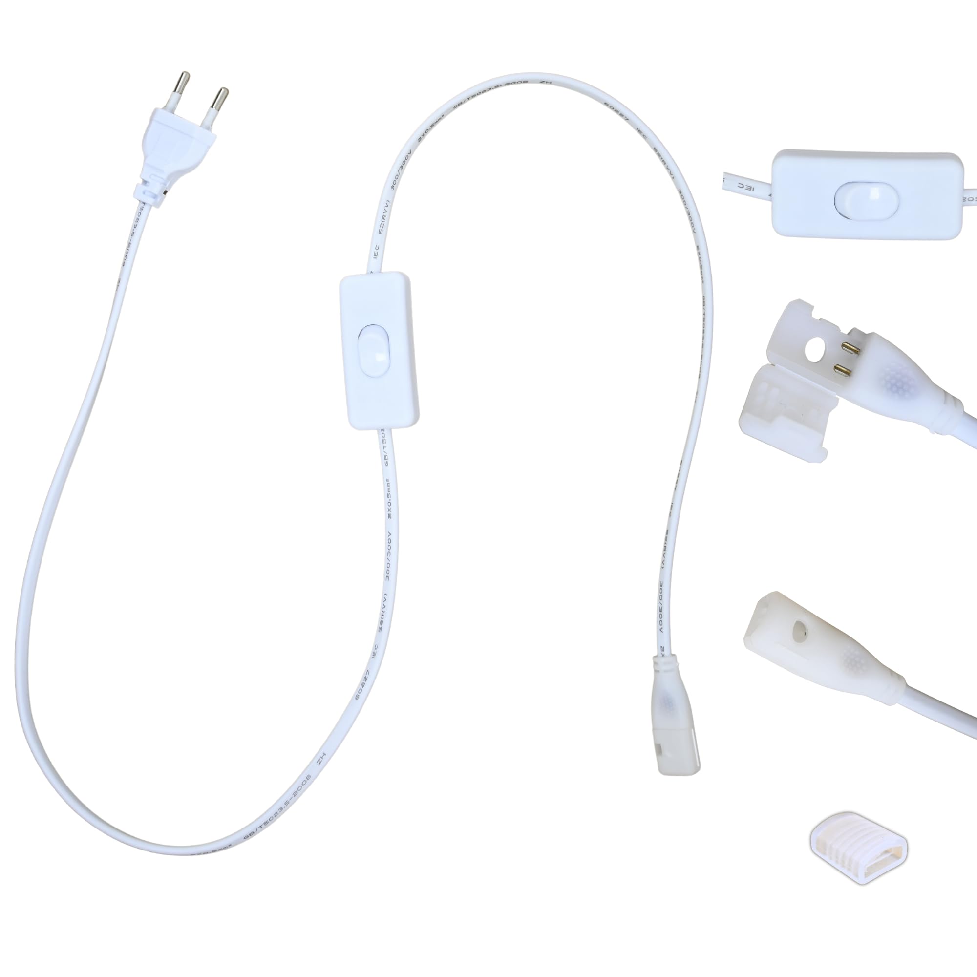 5Pcs 32cm LED Light Strip Inline Interruttore On/Off Cavo DC Maschio a Femmina Connettore dell'adattatore di alimentazione In linea(Bianco