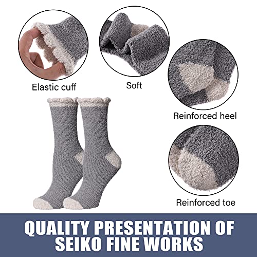 Image of CHOWISH Womens Fuzzy Slipper Socks Super Soft Microfiber Fluffy Cozy Winter Warm Fuzzy Crew Socks