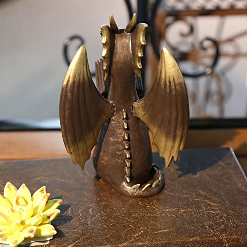 Estatua Dragón Lectura Imitación Bronce Antiguo miniatura 5