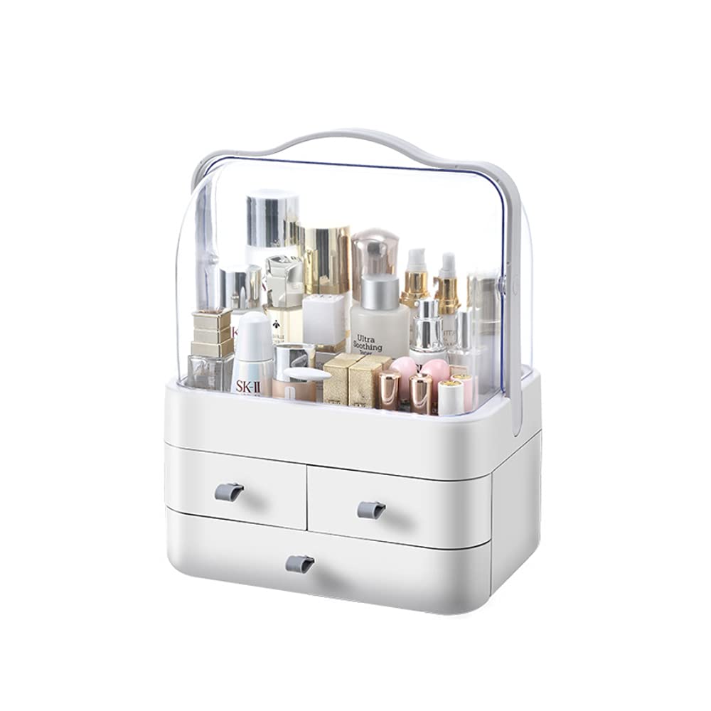 Makeup Organiser Storage Drawers, Acrylic Cosmetic Organisers, Skincare Organiser for Dresser & Bathroom, Dust-Proof Waterproof (Grey-Organiser)