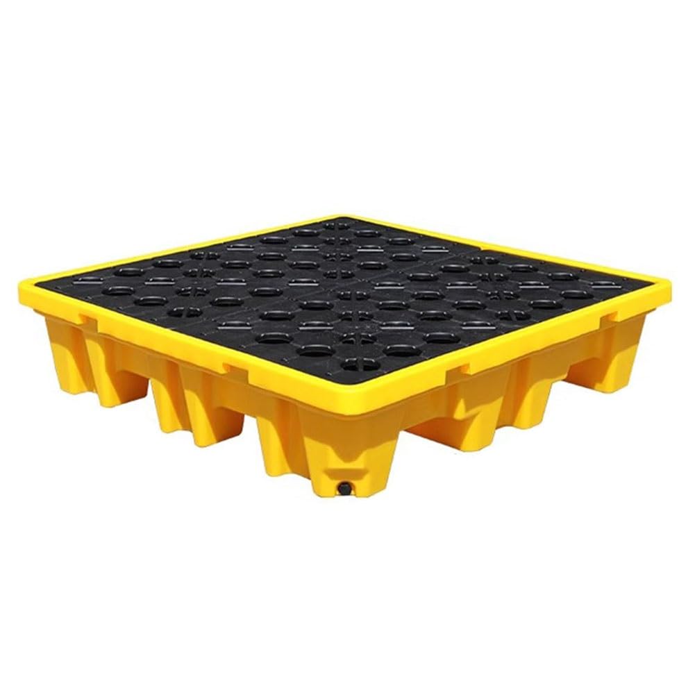 JKJZSALJ Spill Containment Pallet,Industrial Plastic Pallets With Modular Spill Platforms For Leak Proof Containment Of Oil Drums In Laboratory,Yellow,130 * 130 * 30cm