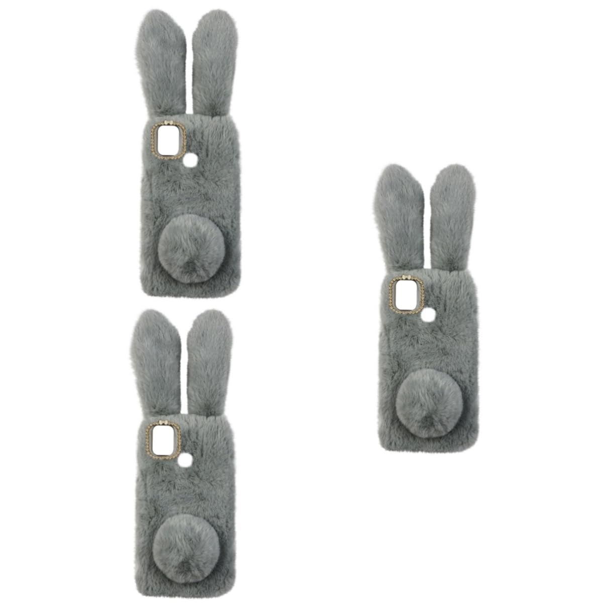 Uonlytech 3piezas Funda De Teléfono De Peluche y Resistente Carcasa Protectora Diseño Adorable para Material TPU Detalles De Strass y Forro De Conejito Fácil Acceso Puertos y