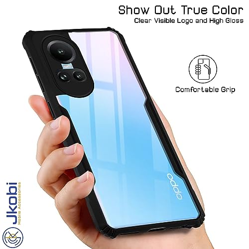 Image of Jkobi Back Cover Case for Oppo Reno 10 5G | Oppo Reno 10 Pro 5G (Shockproof with Polycarbonate Clear Panel | Professional Black)