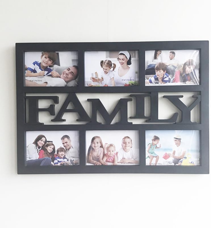 Garneck Family Photo Frame Collage Plastic Wall Mount Display Holds 6 Pictures 4X6 Inch European Style One-Piece Picture Frame for Home D Cor