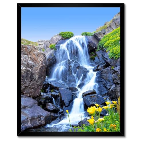Poster paysages cascade 40x50 cm avec cadre blanc décoration murale moderne salon