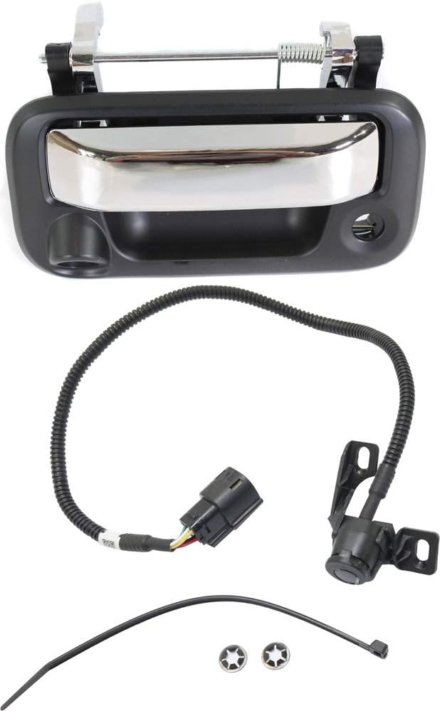 Garage-Pro Tailgate Handle and Back Up Camera Compatible with 2008 Ford F-150 Outside, Chrome Lever+Primed Black Housing with Key Hole and Cable