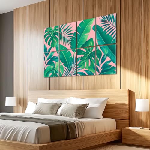8 Pack Paneles Acústicos Decorativos con Hojas Tropicales Verdes, Absorbentes de Sonido, Auto-Adhesivos para Estudios de Grabación y Oficina 48"x32" miniatura 5