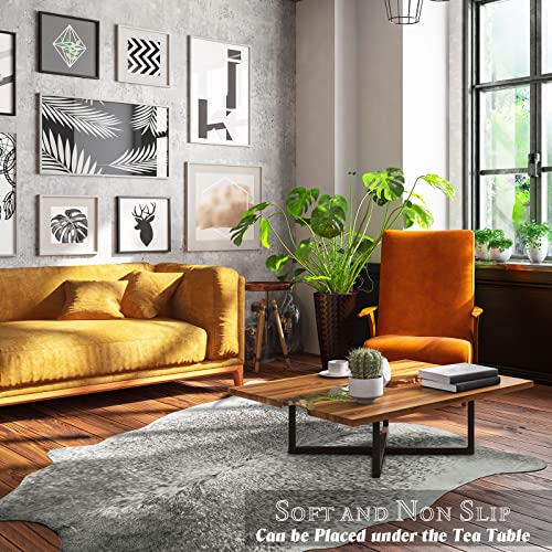 Rtizon Faux Cowhide Rug For Living Room, 5.2 X 6.2 Feet Grey, Cow Print Skins Rug For Bedroom, Durable Premium Faux Fur Animal Cow Hide Rugs Carpet For Western Decor #TOP3