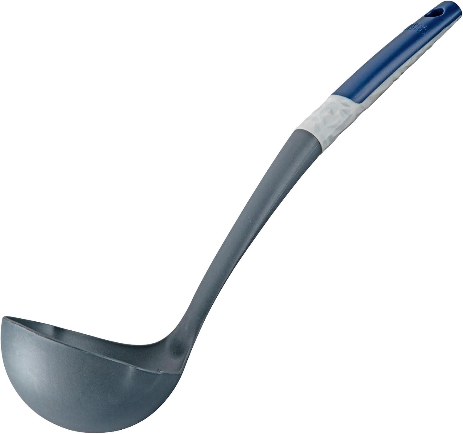 Tasty Ladle with Measuring Scale - 34 x 10.5 cm, Ideal for Safe Filling and Serving, Temperature Resistant up to +180 °C, Grey/Blue, Dishwasher Safe