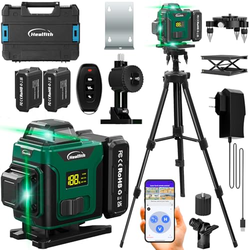 Kreuzlinienlaser mit Stativ | 4D-Laser mit 16 Linien | Fadenkreuz-Laser Wasserwaage | Bau Fadenkreuz...
