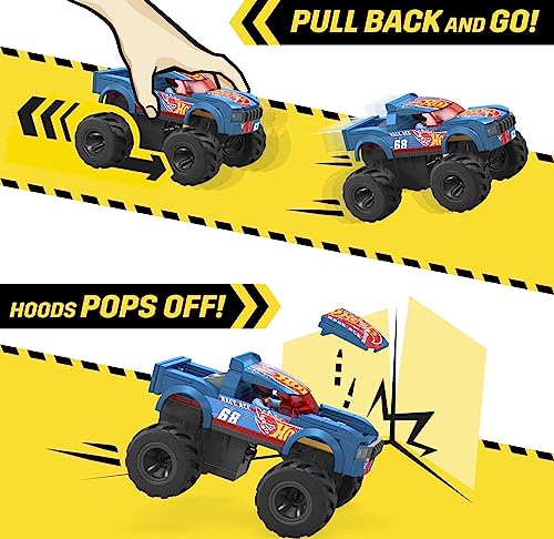 MEGA Hot Wheels Monster Truck Jouets de Construction Le Capot de Course se décolle sur 'impact avec 1 Micro Figurine articulée et des Roues géantes HMM49 - vue 4