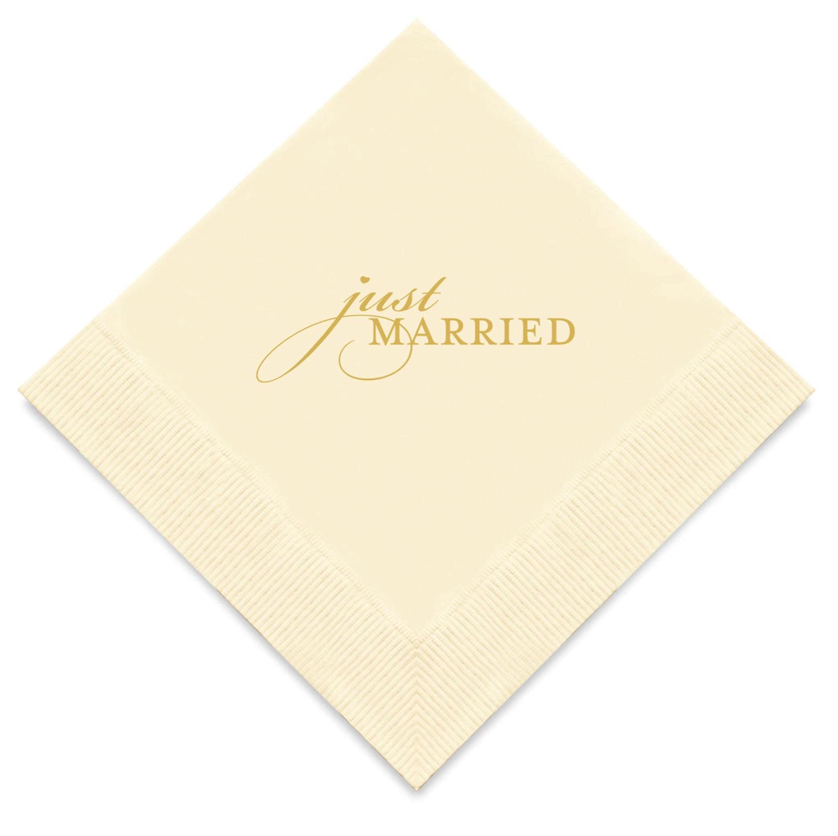 Weddingstar 3-Ply Gold Foil Cocktail Napkins Ivory