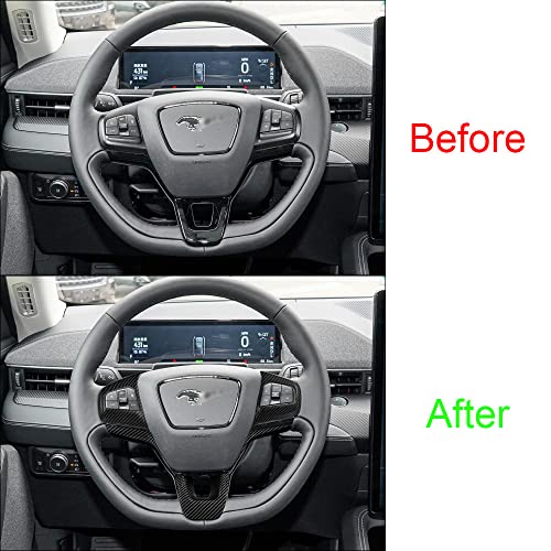 Aoskonology For 2021 2022 2023 2024 Mach E Steering Wheel Cover Abs Plastic With Carbon Fiber Design Style Interior Exterior Steering Wheel Cover Trims Accessories (Matt Carbon Fiber) #TOP4