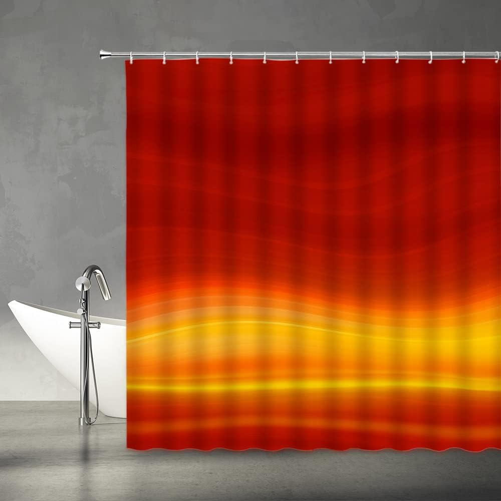 Red Orange Yellow Shower Curtain Abstract Ombre Art Modern Fabric Bathroom Decor Set with Hooks,(70" Wx74.8 H)