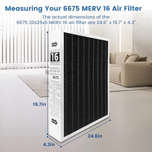 2 Pack X6675 MERV 16 Air Filter, 20x25x5 Efficient Furnace Filter Compatible with Lennox X6675 and Lenxox HCC20-28 Furnace HVAC System, Part Number HCF20-16&HCF20-10 by KEYINGXUAN - Used condition - Image 3
