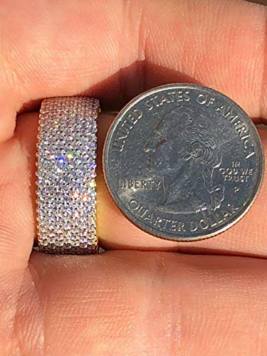 HarlemBling Real Solid 925 Silver - 14k Gold Plated - His Or Hers Micropaved Ring - Wedding Band Or Pinky Ring Looks Nice On Anyone - Iced Eternity3