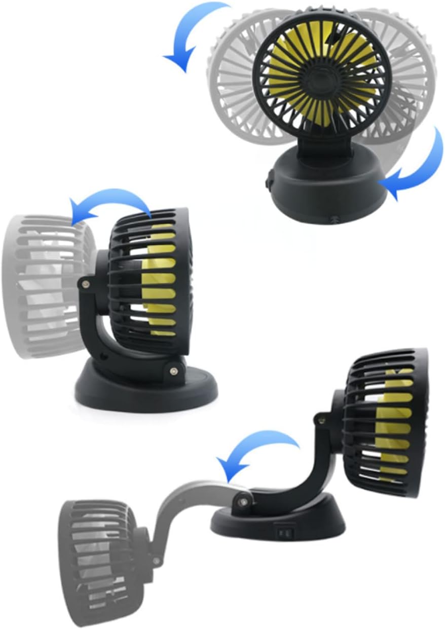 2022 Single Double Cooling Car Fan for Dashboard,12V Car Cooling Fan for SUV Car RV,360 Degree Rotatable Telescopic Car Fan,Dashboard Portable Adjustable Fan,Dual Head Electric Car Cooling Fan (B) : Electronics