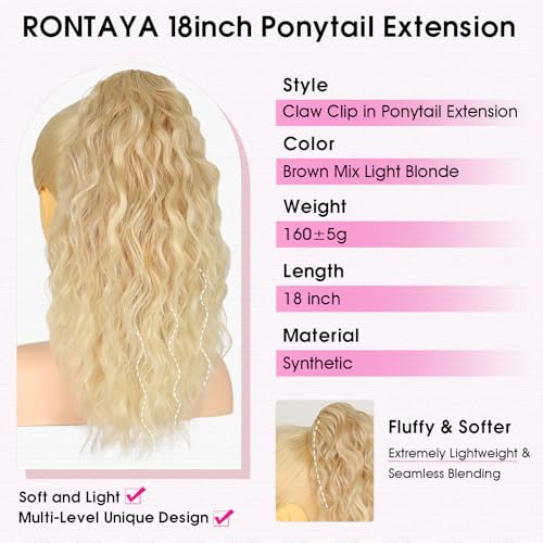 Extension cheveux clip RONTAYA postiche onduler blond clair 46cm - 2