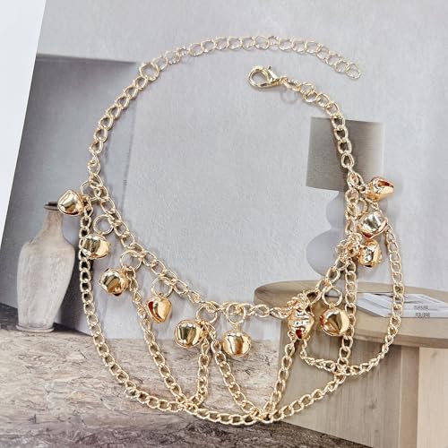 Image of Jingling Bell Beaded Tassel Anklet Bracelet for Women Boho Silver Bells Sounds Bead Pendant Adjustable Layered Indian Jingle Gypsy Vintage Ankle Barefoot Sandals Feet Foot Chain Bohemia Summer Beach