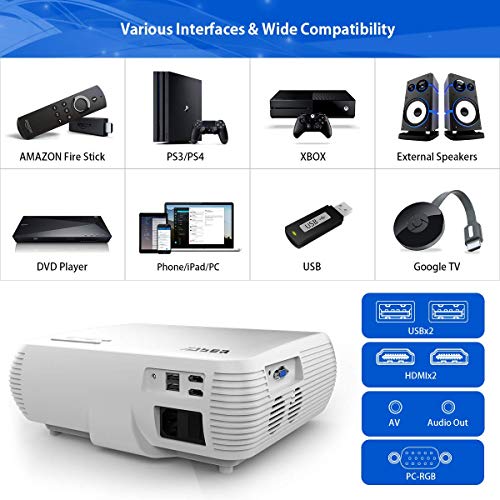 YABER Y30 Native 1080P Projector 7500L Full HD Video Projector 1920 x 1080, ±50° 4D Keystone Correction Support 4k & Zoom,LCD LED Home Theater Projector Compatible with Phone,PC,TV Box,PS4 (White)