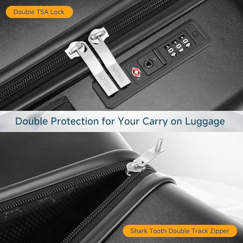 Image of Hoteel Luggage Sets 5 Piece, 4-Year Warranty, Carry-On Luggage with Dual-Spinner Wheels, PC+ABS Hardside Suitcase Set with TSA Lock, Durable Large Suitcase, Black(20 /24 /28 /DB /TB)