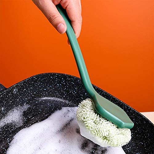 HARI - Dish Brush Dish Scrub Brush Kitchen Scrub Brushes Ergonomic Non Slip Long Handle for Cleaning Wash Dishes Sink Cup Glass Pot (Green)-image-2