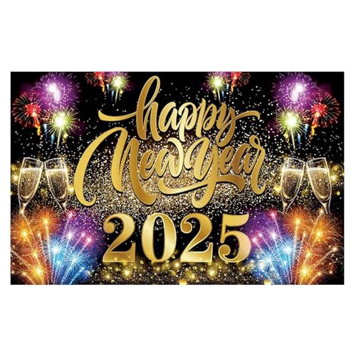 Accesorios De Fiesta De Año Nuevo – Banner Festivo 2025, Fotomatón De Gran Tamaño para Eventos de Año Nuevo, Decoración De Lona De Para Reuniones Interiores Y