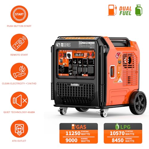 Image of AIVOLT 11250W Dual Fuel Inverter Generator with Remote /Electric /Recoil Start, 50 AMP RV Ready, CARB Compliant 50 State Approved, Ultra Quiet Gas Propane Generator for Home Backup, Food Truck, Job Site