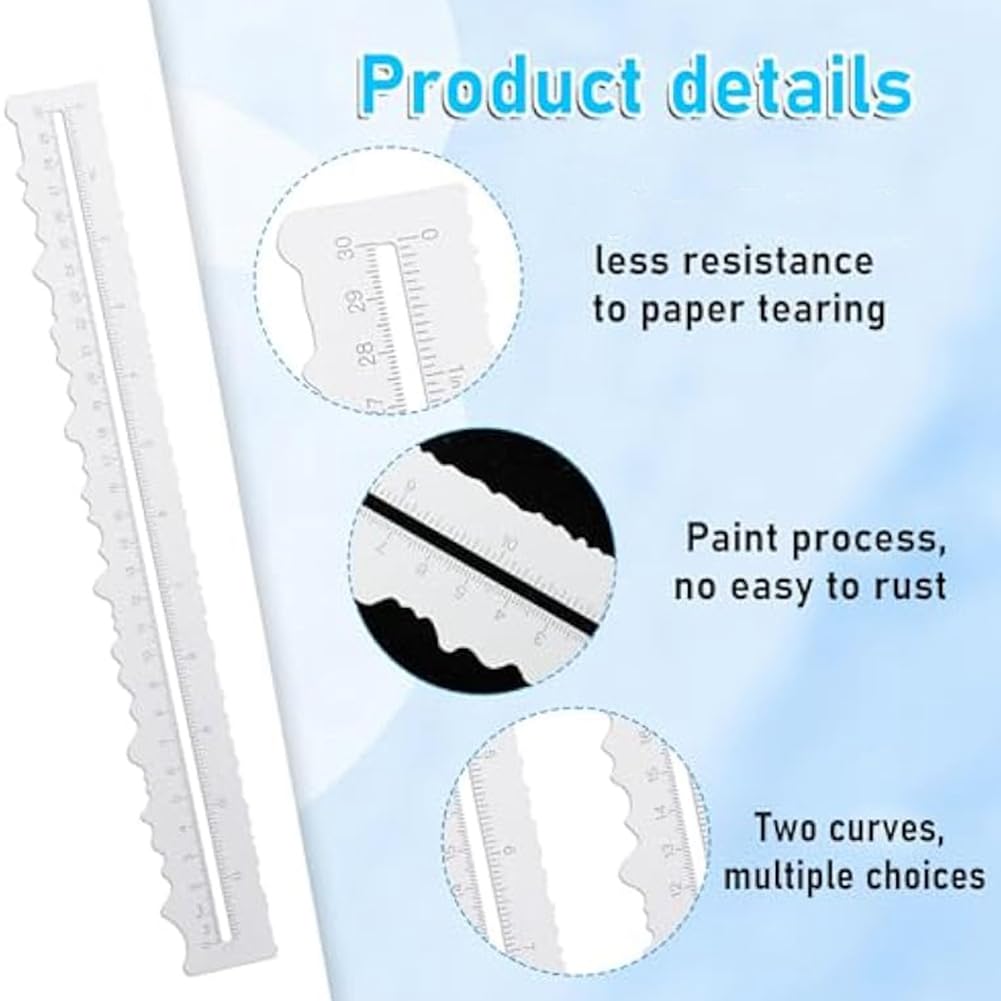 Bloepum Tearing Ruler for Paper Crafts with Irregular Edges Measuring Paper Crafts Edge Cutter Crafts Ruler for Cutting Paper