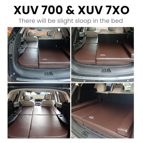Image of Foldable Car Bed for XUV700 /XUV7XO 7-Seater | Non-Inflatable | Waterproof | 60 /40 Split, Lightweight 7kg | (Luxury Variant -Brown)