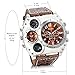 Lancardo Cool Watches for Men: Oversize Steampunk Dual Time Zone Four Dial Big Face Brown Leather Band Compass Thermometer Decorative Dial Father's Day