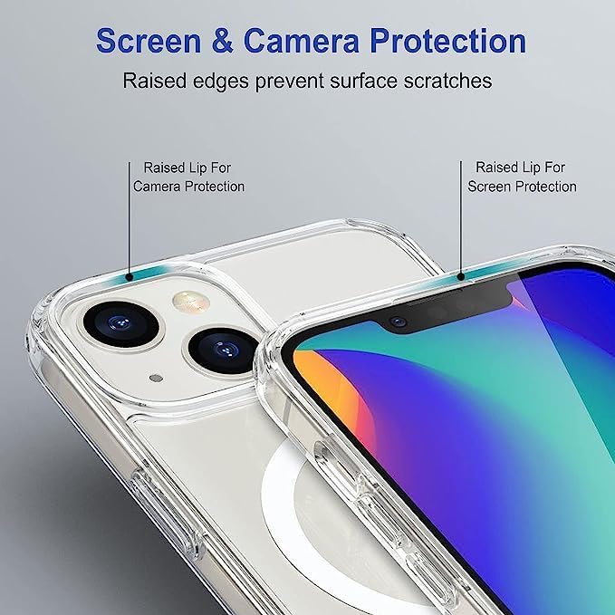 Image of DARKFIT Back Cover Case Compatible with iPhone 14 Plus | White Mag-Safe Magnetic Cover | TPU Ultra Hybrid | Camera Bump Protection | Compatible with Wireless Charging | Color Clear | Pack of 1 |
