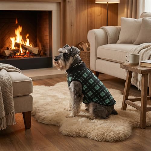 Image of Goaste 6 Pack Fleece Dog Sweaters, Turtleneck Dogs Sweatshirt with Leash Ring, Soft Winter Dogs Clothes, Plaid Dog Outfits Vest for Cats, Assorted Colors (Large)