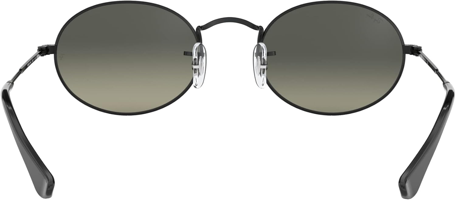 Ray-Ban RB3547N Oval Flat Lens Sunglasses Black/Light Grey Gradient Dark Grey 51 Millimeters