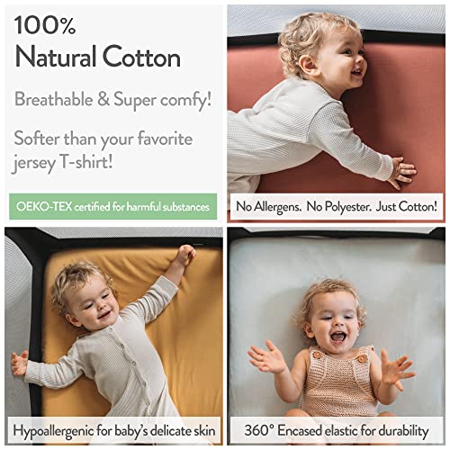Joey + Joan Fitted Crib Sheets 28 x 52 – Compatible with Standard Crib Mattress and Toddler Bed – 100% Jersey Cotton – Pale Pink + Lilac – 2 Pack by Joey + Joan - Image 3
