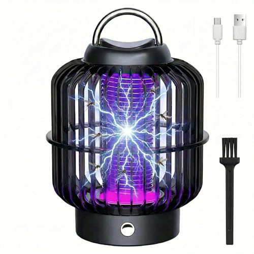Bug Zapper Outdoor & Indoor, 2200V Electric Fly Zapper Rechargeable Cordless Mosquito Zapper with 8H Battery Life, Portable Physical Insect Trap Fly Trap for Home, Patio, Kitchen, Garden, USB Charging
