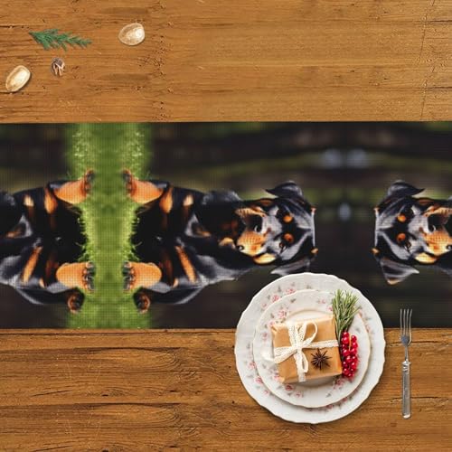 Chemin de table Rottweiler anti-taches pour raviver une table basse ou un repas de mariage