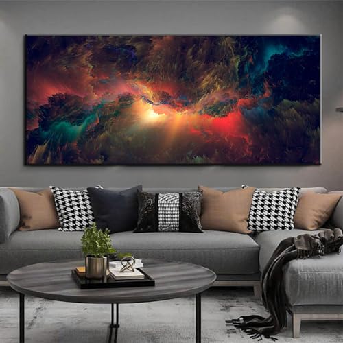 Toile de nuages rouges sans cadre paysage coloré panoramique 70x140 cm