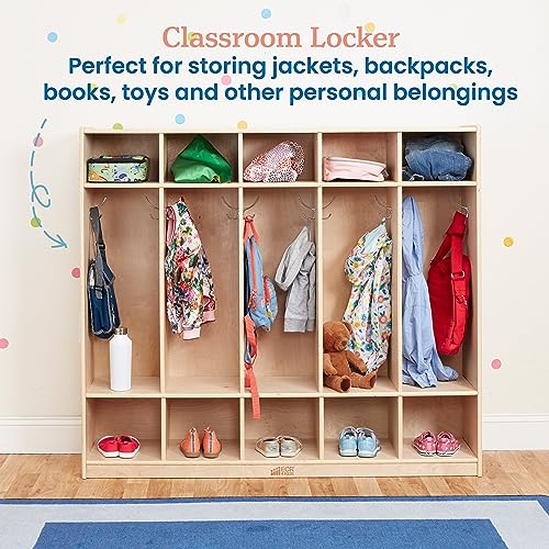 ECR4Kids 5-Section Straight Coat Locker, Classroom Furniture, Natural - Image 5
