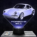 Nachttischlampe, Touch-Nachtlicht Porsche 911 1963 3D-LED-Lampe Illusion, Geschenkidee Weihnachten Geburtstag Junge und Mädchen Nachttischlampe Kinder- oder Erwachsenenzimmer;Premiumprodukt;Porsche 911;Lampephoto.fr