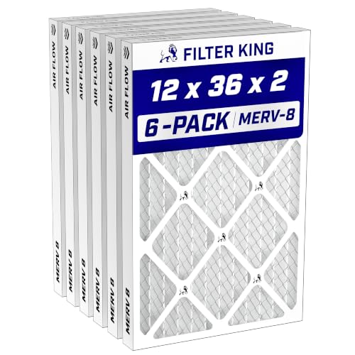 Image of Filter King 12x36x2 Air Filter MERV 8, AC Furnace Filters (6-Pack)
