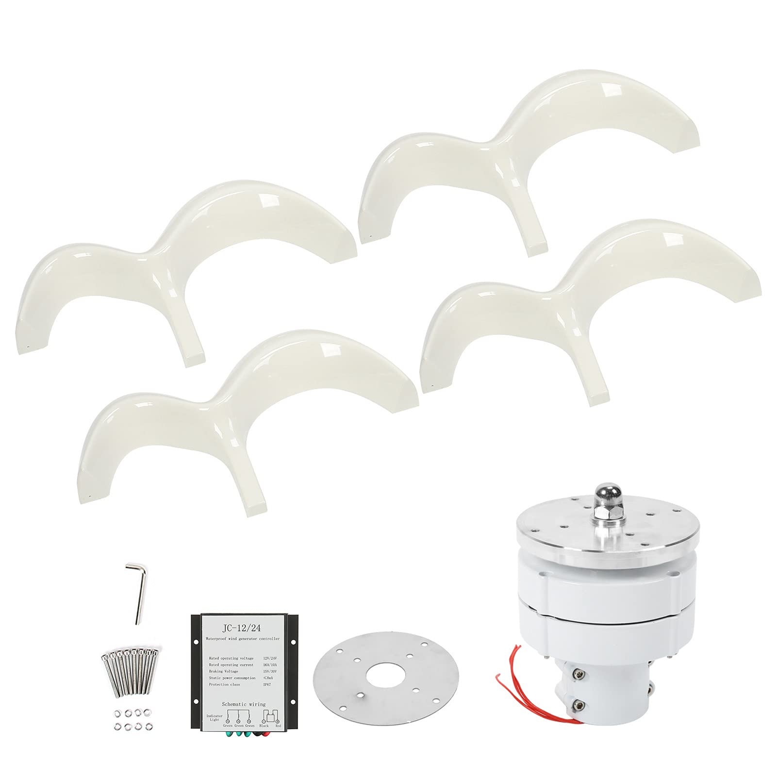 DT-HL Generador de Turbina Eólica con Forma de Calabaza Blanca de 600 W, 4 Palas, Generador de Energía Eólica de Alta Eficiencia para Uso Doméstico y Exterior (12V)