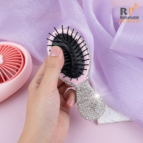 Peine mini portátil Rhinestone para cabello mujer miniatura 5