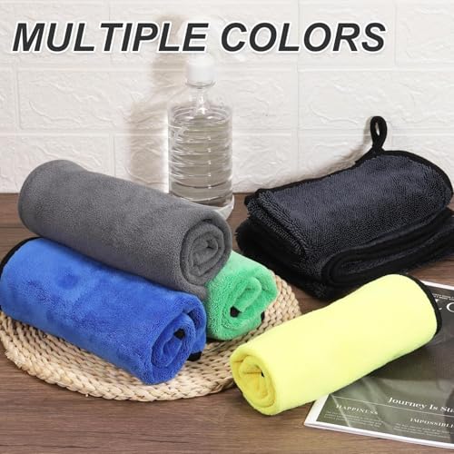 Image of Auto Hub Heavy Microfiber Cloth for Car Cleaning and Detailing, Double Sided, Extra Thick Plush Microfiber Towel Lint-Free, 800 GSM (Size 40cm x 40cm) /Pack of 5, Color: Blue