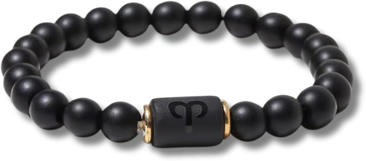 Handmade Zodiac Beaded Matte Black Bracelet For Men Women, Elastic Yoga Stretch Bracelet, Healing Crystals And Stones, Spiritual Gifts For Astrology, 8mm