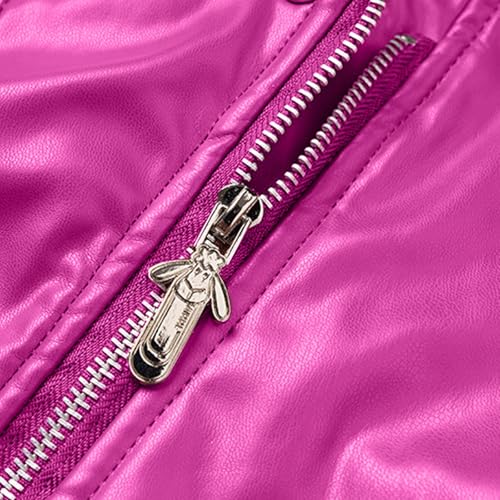 Womens Turtle Neck Faux Leather Jacket Coats for Women Long Sleeve Crop Thick Thermal Winter Fall Jacket 20254