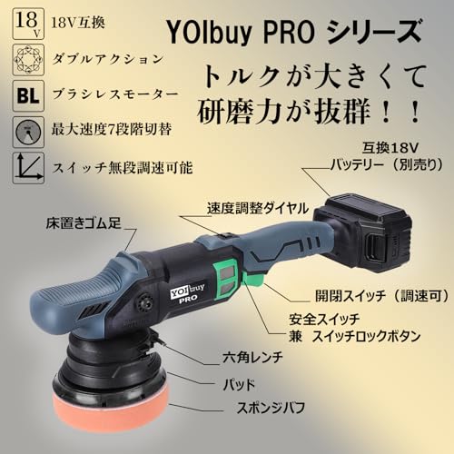 YOIbuy PRO 充電式 ポリッシャー 125mm YCP-PR-21 の商品画像 1